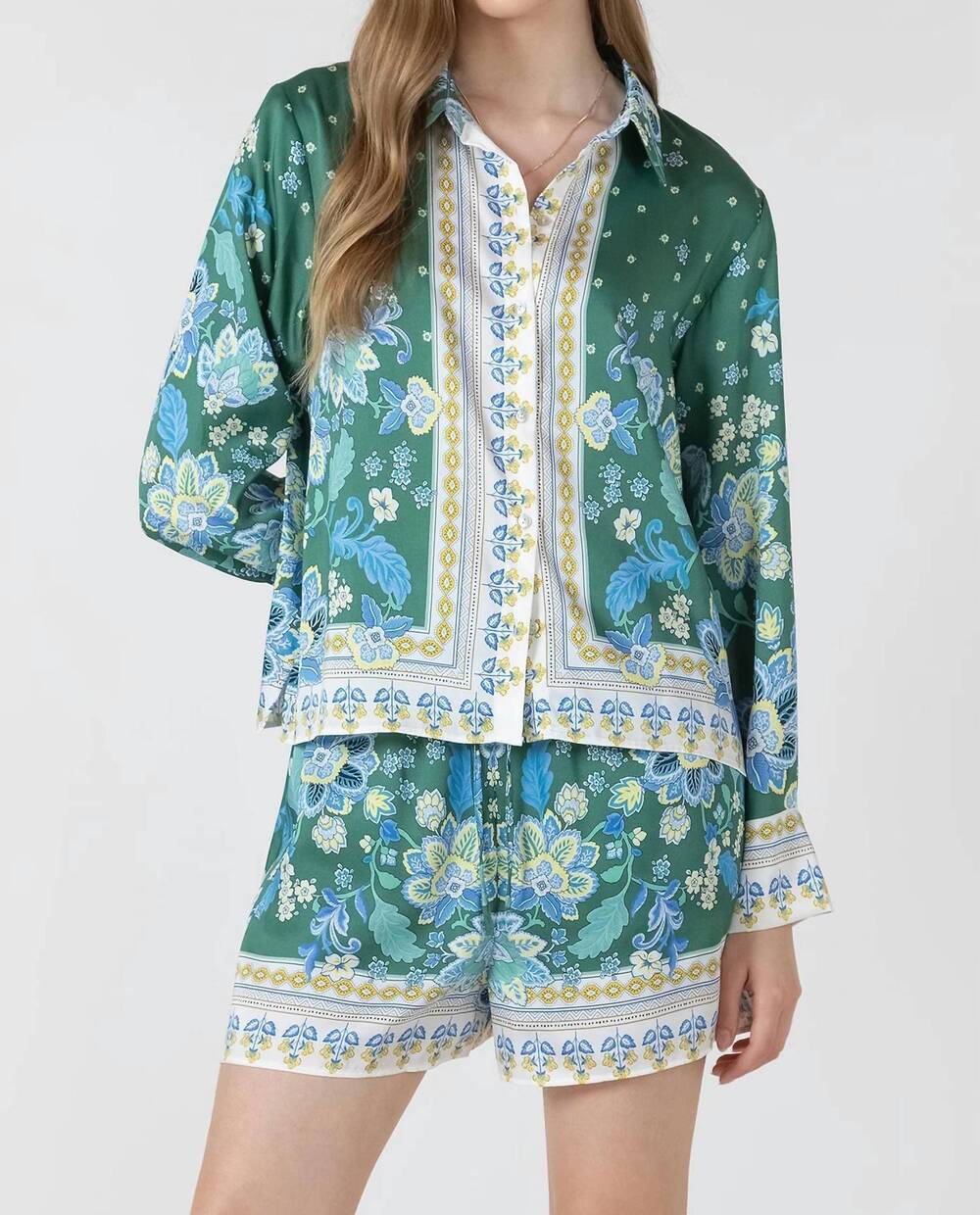 NEW DEX riviera garden blouse in poolside scarf print